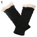 Lace Patchwork Women Knitting Embroidered Gloves Student Autumn Winter ColdproofFashion Warm Soild Fingerless Glove