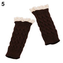 Lace Patchwork Women Knitting Embroidered Gloves Student Autumn Winter ColdproofFashion Warm Soild Fingerless Glove
