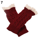 Lace Patchwork Women Knitting Embroidered Gloves Student Autumn Winter ColdproofFashion Warm Soild Fingerless Glove
